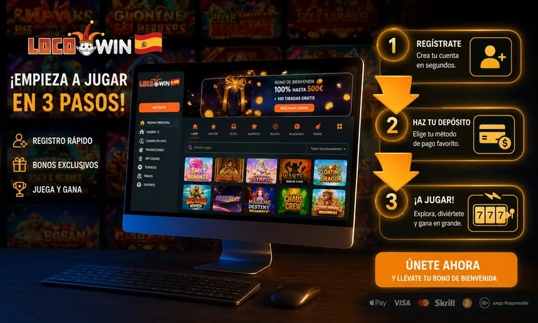Pasos para empezar a jugar en Locowin Casino